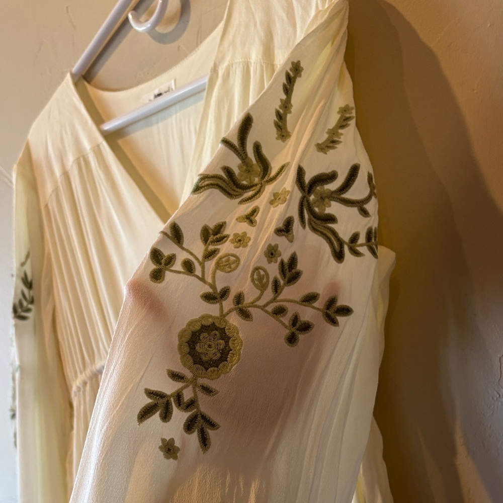 Cream Bohemian Embroidered Long Sleeve Maxi Dress - Picture 5 of 5